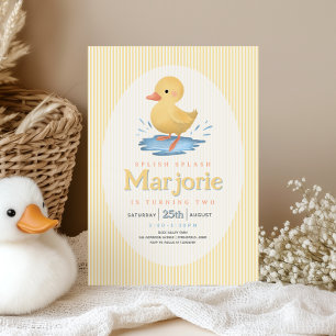 Invitation Fille Caneton Flaque d'Eau Eté Anniversaire