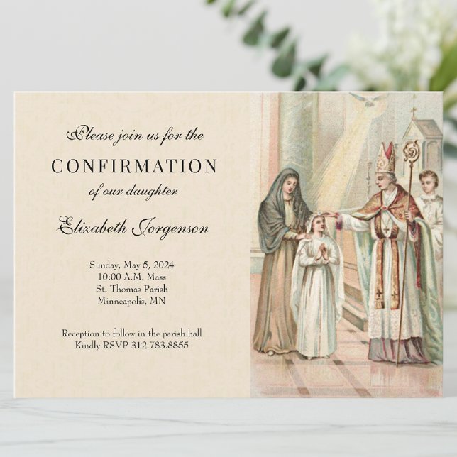 Invitation Fille catholique sacrement Confirmation Classique (Lovely invitation for this beautiful Sacrament of the Church. )