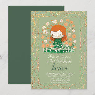 Invitation Fille chanceuse de la St. Patrick avec paillettin 