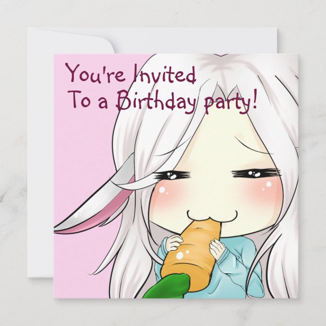 Invitation Fille chibi mignonne avec des oreilles de lapin (Devant)