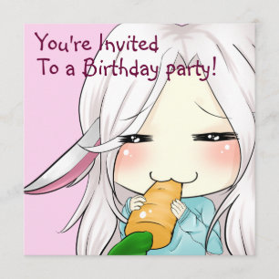 Invitation Fille chibi mignonne avec des oreilles de lapin