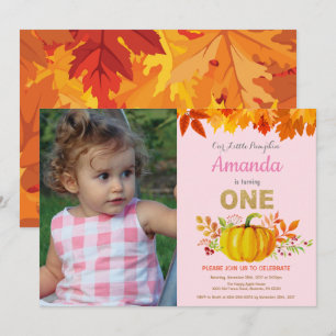 Invitation Fille Citrouille Automne Premier Anniversaire Part