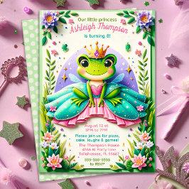 Invitation Fille Conte Fée Grenouille Princesse Anniversaire