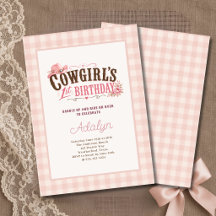 Fille Cowgirl Rose Vichy Photo 1er Anniversaire