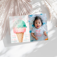 Fille Crème de glace rose Photo Anniversaire