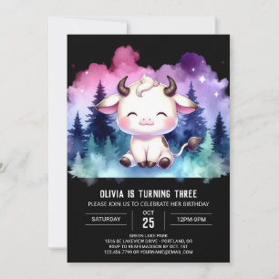 Invitation Fille Custom Vache Anniversaire