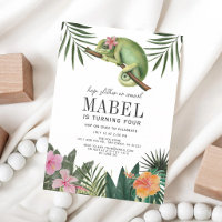 Fille d'anniversaire Caméléon Tropical Blanc
