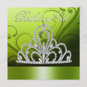Invitation Fille d'anniversaire de la princesse Tiara (chaux)