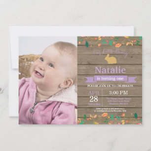 Invitation Fille d'anniversaire de lapin Œuf de Pâques 1er Pr