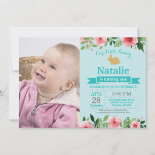 Invitation Fille d'anniversaire de lapin Œuf de Pâques 1er Pr