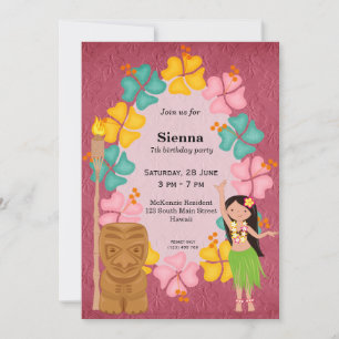 Invitation Fille d'anniversaire Hawaii