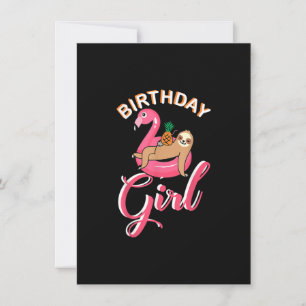 Invitation Fille d'anniversaire paresseux flamant rose pineap