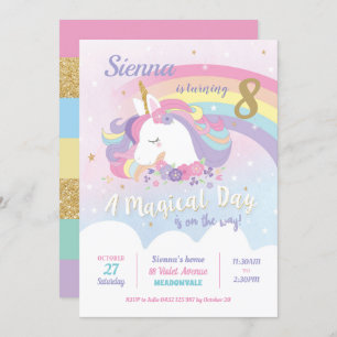 Invitation Fille d'arc-en-ciel d'invitations d'anniversaire