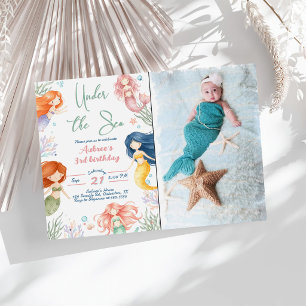 Invitation Fille de 3 ans pour la sirène sous la mer