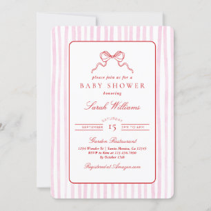 Invitation Fille de Baby shower blanc et rose