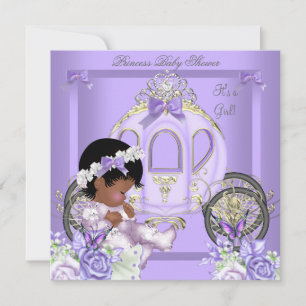 Invitation Fille de Baby shower de lavande afro-américaine 5