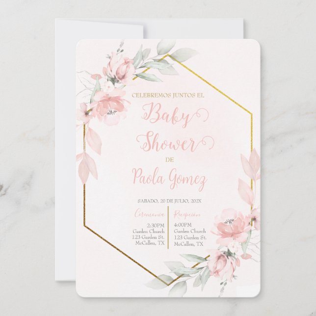 Invitation Fille de Baby shower rose pâle (Devant)