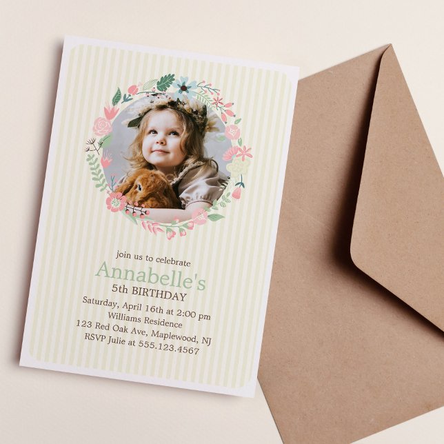 Invitation Fille de couronnes florales délicieuse fête d'anni (Créateur téléchargé)