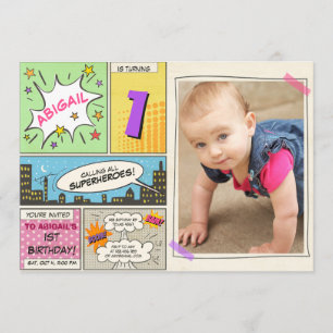 Invitation fille de cru de bande dessinée d'invitation