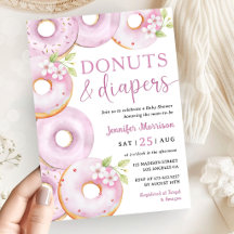 Fille de donuts et couches Fête de bébé rose