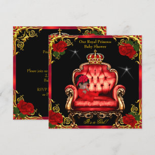 Invitation Fille de douche de bébé princesse Chaise or rose r