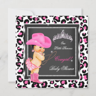 Invitation Fille de douche de bébé princesse Cowgirl Brunette