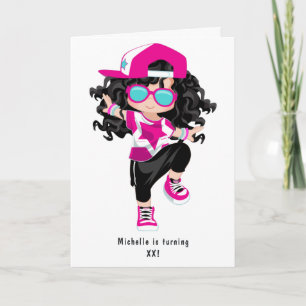 Invitation Fille de fête d'anniversaire de rap hip hop cool P