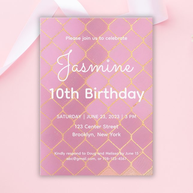 Invitation Fille de fête du 10e anniversaire (Créateur téléchargé)