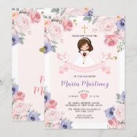 Fille de fleurs violettes et roses 1ère sainte com