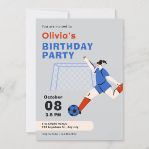 Invitation Fille de football anniversaire