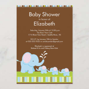 Invitation Fille de garçon de baby shower de triplets