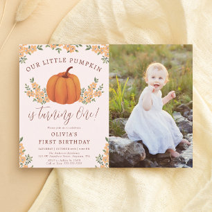 Invitation Fille de la citrouille florale d'automne 1er anniv