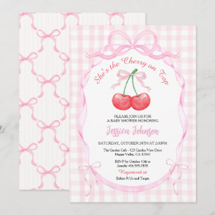 Invitation Fille de la Coquette Rose Cerise sur le dessus Bab