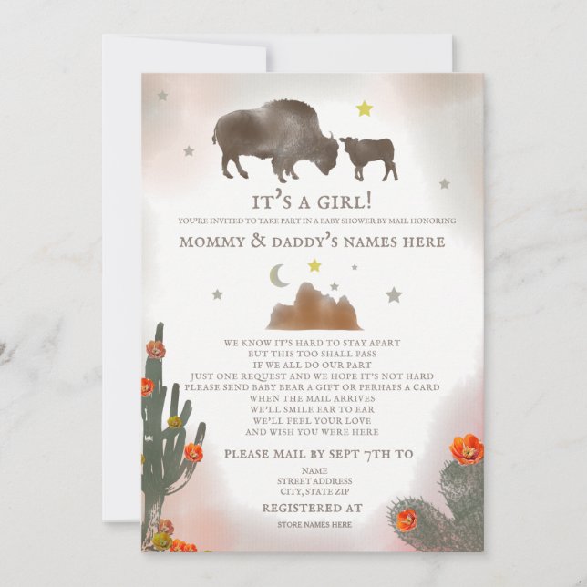 Invitation Fille de la distance sociale Baby shower par Mail  (Devant)