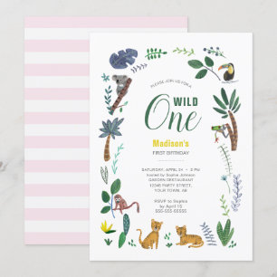 Invitation Fille de la jungle de tigre   Animal   Premier ann
