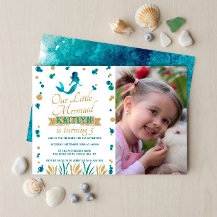 Invitation Fille de la sirène sous la mer Photo d'anniversair