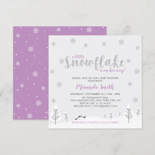 Invitation Fille de Noël Baby Shower Argent et Violet