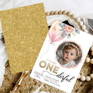Invitation Fille de premier anniversaire Miss Onederful avec