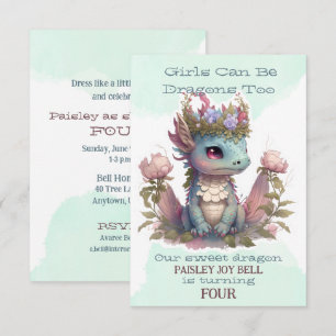 Invitation Fille de quatre ans dragon