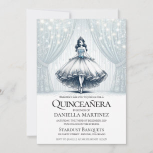 Invitation Fille de Quinceañera bleue