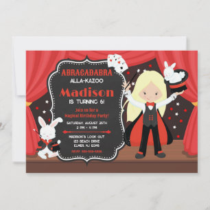 Invitation Fille de spectacle de magie Magicienne Fête d'anni