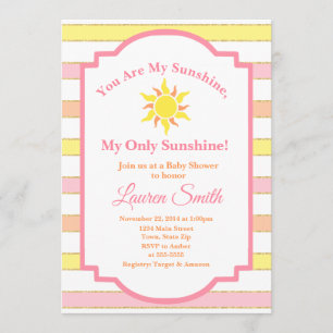 Invitation Fille de Sun d'invitation de baby shower de soleil