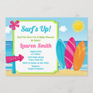 Invitation Fille de surfer d'invitation de baby shower de
