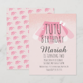 Invitation Fille de Tutu Anniversaire Rose Faux Paillettes