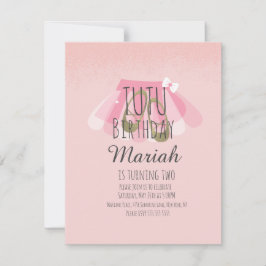 Invitation Fille de Tutu Anniversaire Rose Faux Paillettes Ba