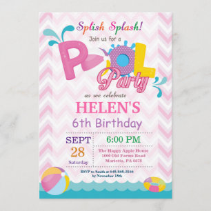 Invitation Fille d'éclaboussure de Splish d'invitation