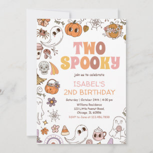 Invitation Fille Deux Éffrayant Retro Halloween Anniversaire