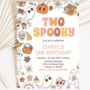 Invitation Fille Deux Fantômes Rétro Anniversaire Halloween