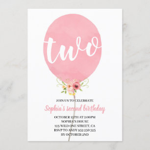 Invitation Fille deuxième bison rose