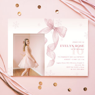 Invitation Fille d'hiver Arc rose Rouge 16ème Anniversaire